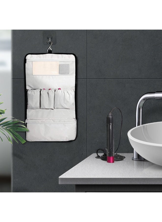 Multi-functional heat-resistant travel organiser bag, suitable for hairdryers and curling irons Nylon organiser bag, suitable for Dyson Supersonic/Styler hairdryers, combs and accessories Durable carrying case (black) - Image 2