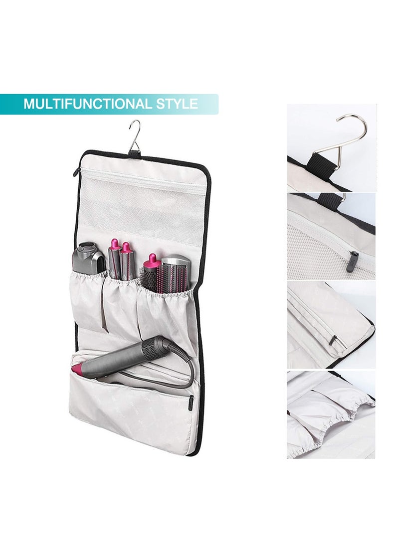 Multi-functional heat-resistant travel organiser bag, suitable for hairdryers and curling irons Nylon organiser bag, suitable for Dyson Supersonic/Styler hairdryers, combs and accessories Durable carrying case (black) - Image 3