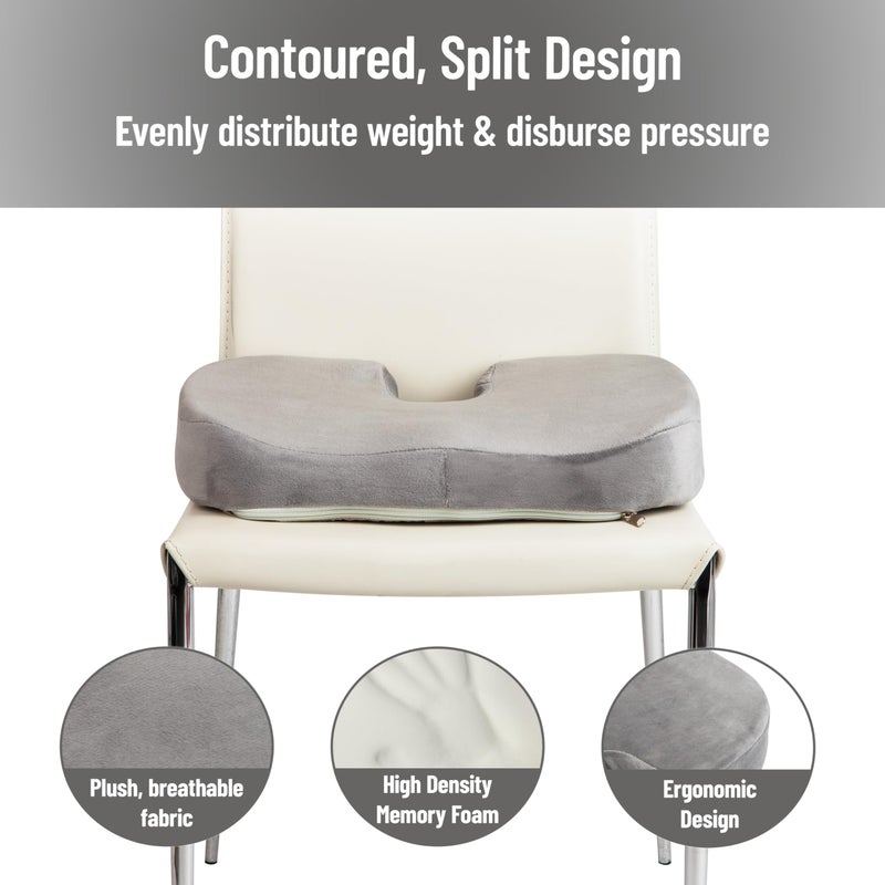 Mind Reader Memory Foam Seat Cushion, Ergonomic Pressure Relief for Office, Car, and More, Relieves Hip, Tailbone, Coccyx & Sciatica Pain, 18" L x 13.5" W x 2.75" H, Gray - Image 5