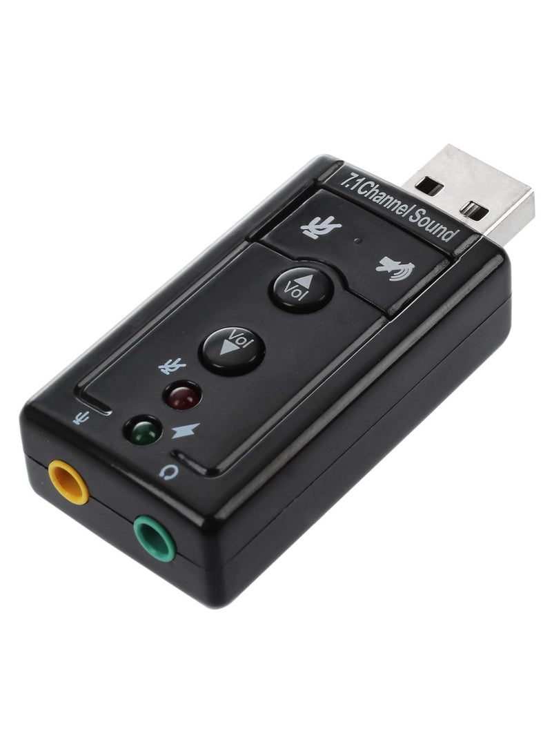 LEDIN USB 2.0 Virtual 7.1 Channel Stereo Audio Adapter External Sound Card with 3.5 mm Audio and Microphone Port Suitable for Desktop Laptops with USB Port  - Image 1