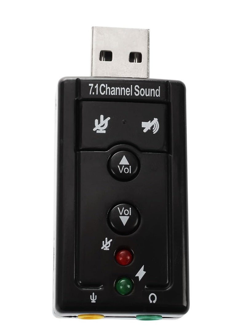 LEDIN USB 2.0 Virtual 7.1 Channel Stereo Audio Adapter External Sound Card with 3.5 mm Audio and Microphone Port Suitable for Desktop Laptops with USB Port  - Image 5