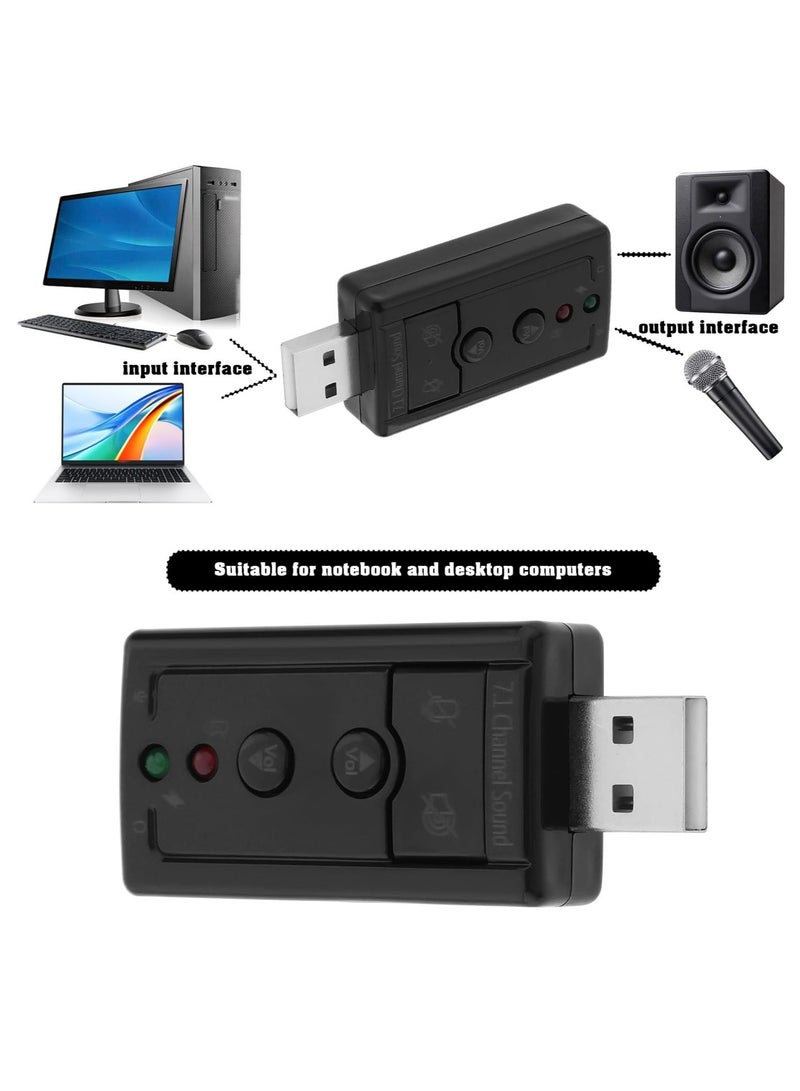 LEDIN USB 2.0 Virtual 7.1 Channel Stereo Audio Adapter External Sound Card with 3.5 mm Audio and Microphone Port Suitable for Desktop Laptops with USB Port  - Image 3