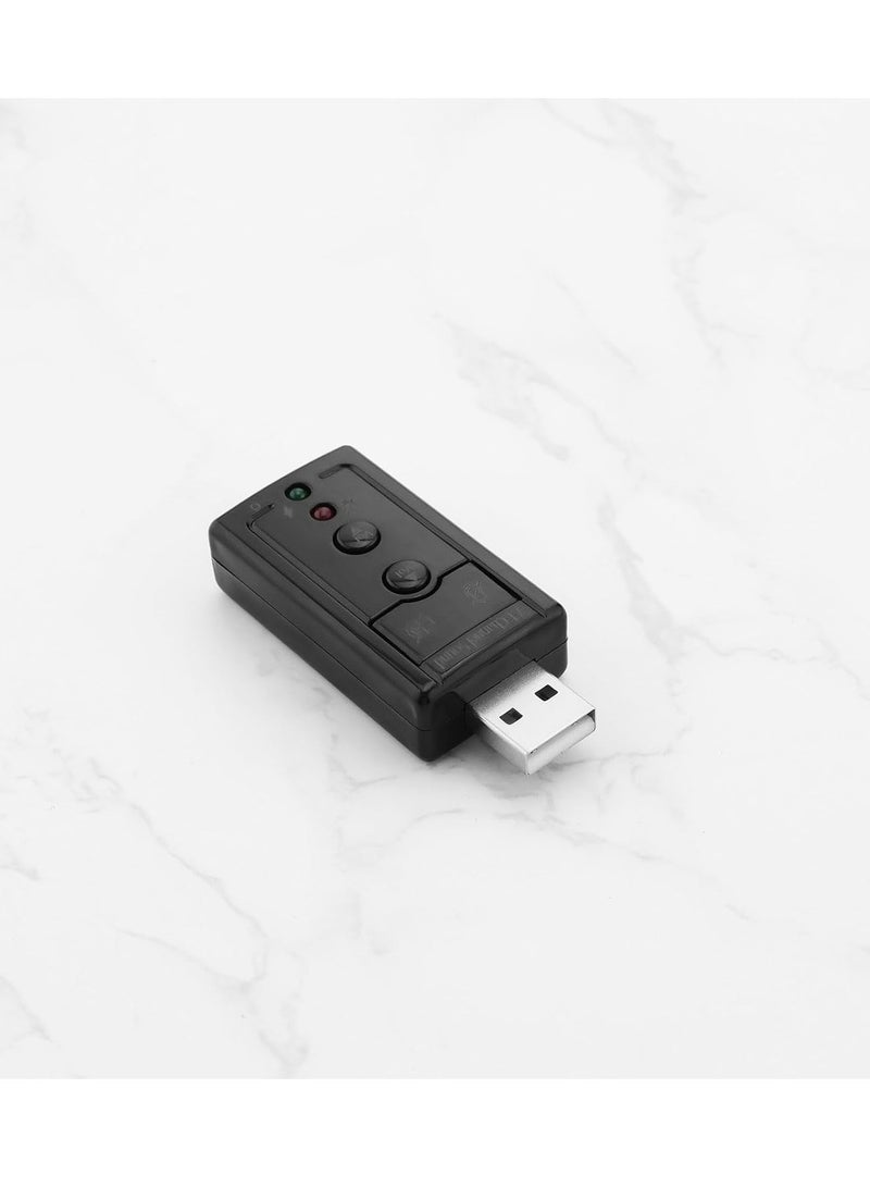 LEDIN USB 2.0 Virtual 7.1 Channel Stereo Audio Adapter External Sound Card with 3.5 mm Audio and Microphone Port Suitable for Desktop Laptops with USB Port  - Image 2