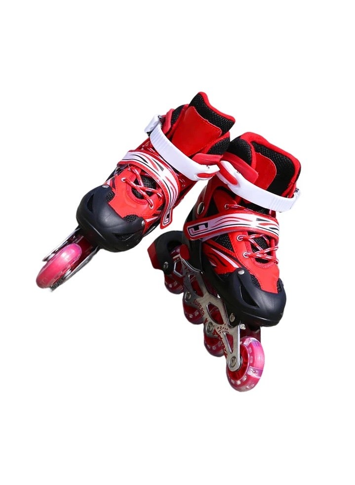 Kids Inline Skates with Light Up Wheels High Elasticity Unisex Boys Girls Teens Youth Red Medium (35-38) cm 