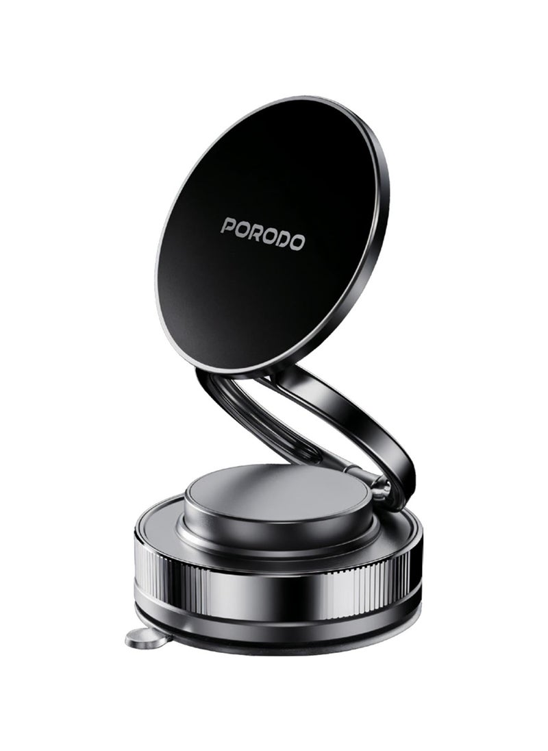 porodo Vacuum Suction Foldable Magnetic Mount / Phone Mount / Mobile Holder / Strong Magnetic Holder / Portable Phone Holder / 360° Rotation - Black  - Image 1