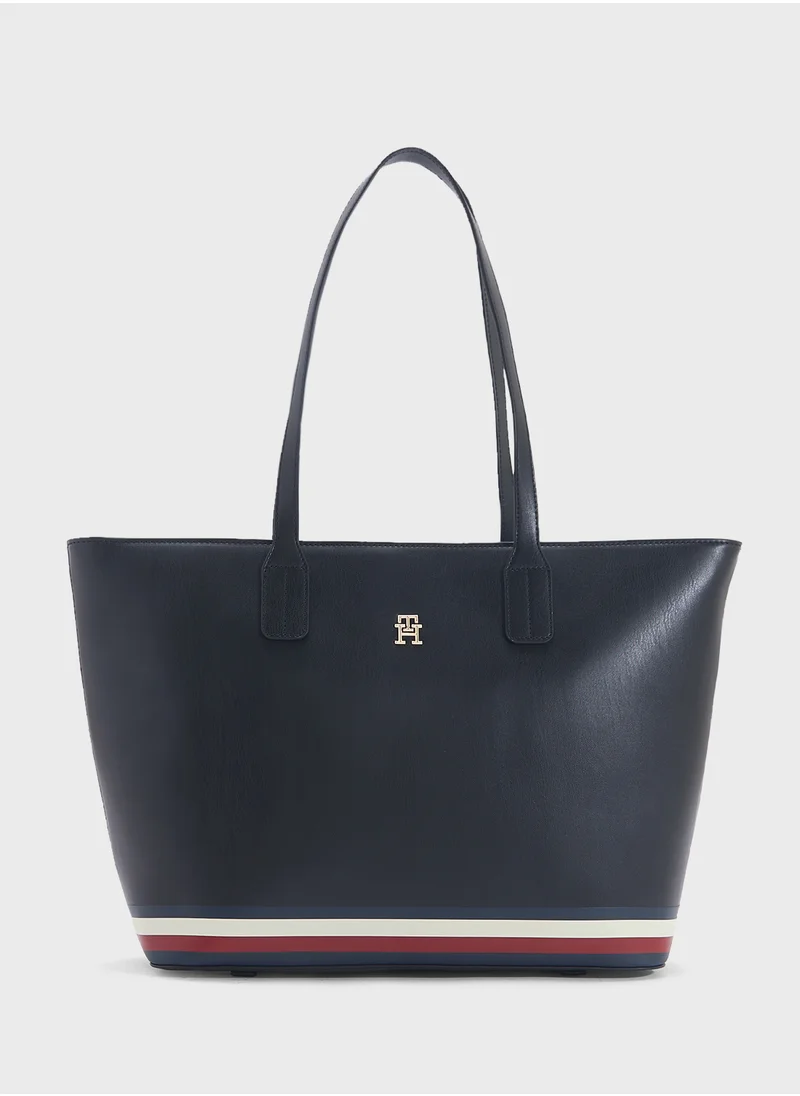 تومي هيلفيغر Logo Detail Zip Over Tote