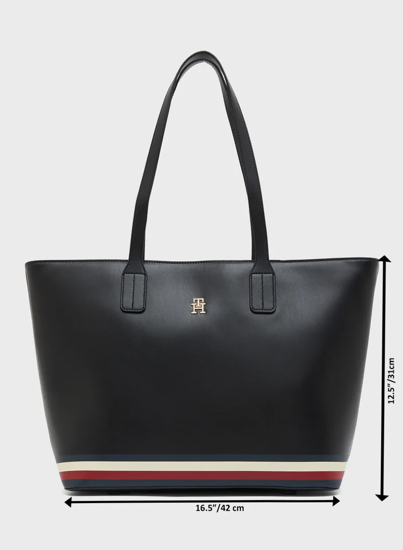 TOMMY HILFIGER Logo Detail Zip Over Tote