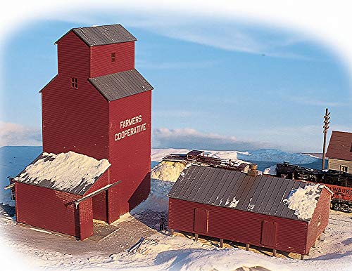 Walthers Cornerstone Farmers Coop Rural Grain Elevator 9333238 N Scale Model Railroad Structure Kit - Image 1