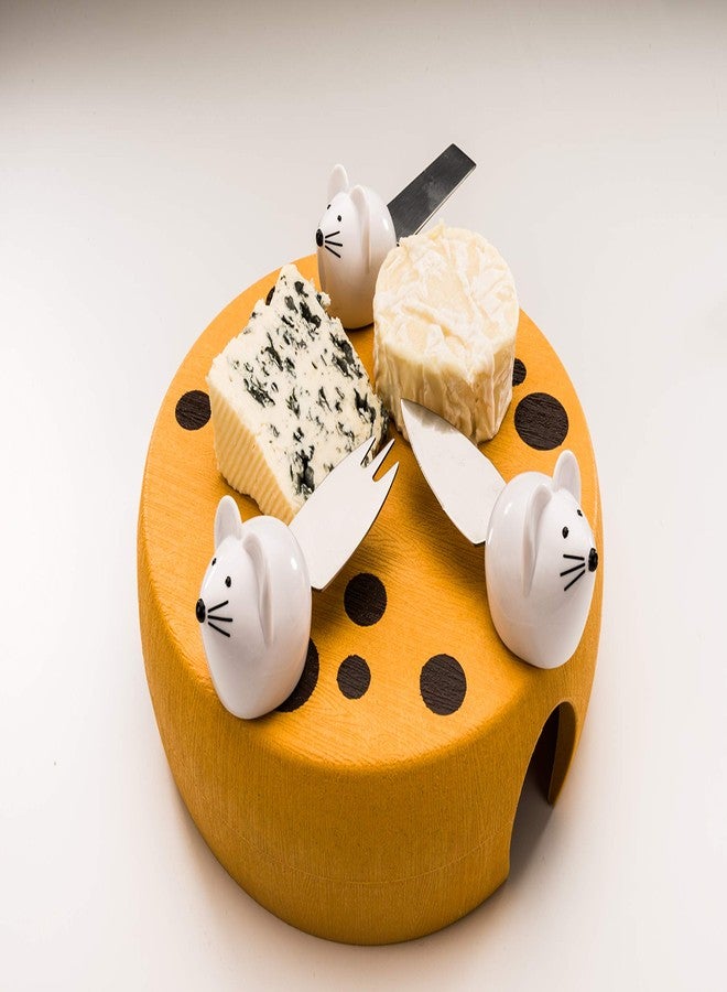 Mobi cheese serving board and tray with cheese motif and mouse handles. Charcuterie board - Image 1