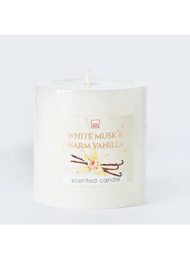 Home Box Qara Vanilla Pillar Candle 6.8 x 7 x 6.8 cm