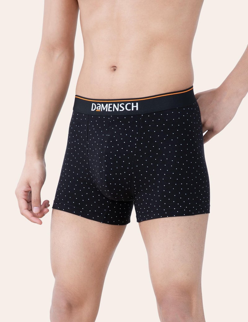 DAMENSCH Regular Fit Printed Cotton Blend Trunk Underwear Anti-Bacterial Moisture Wicking Breathable Microfibre Waistband Deo-Cotton Trunks for Men-Stroke Grey,Black Space Dot-XL - Image 5