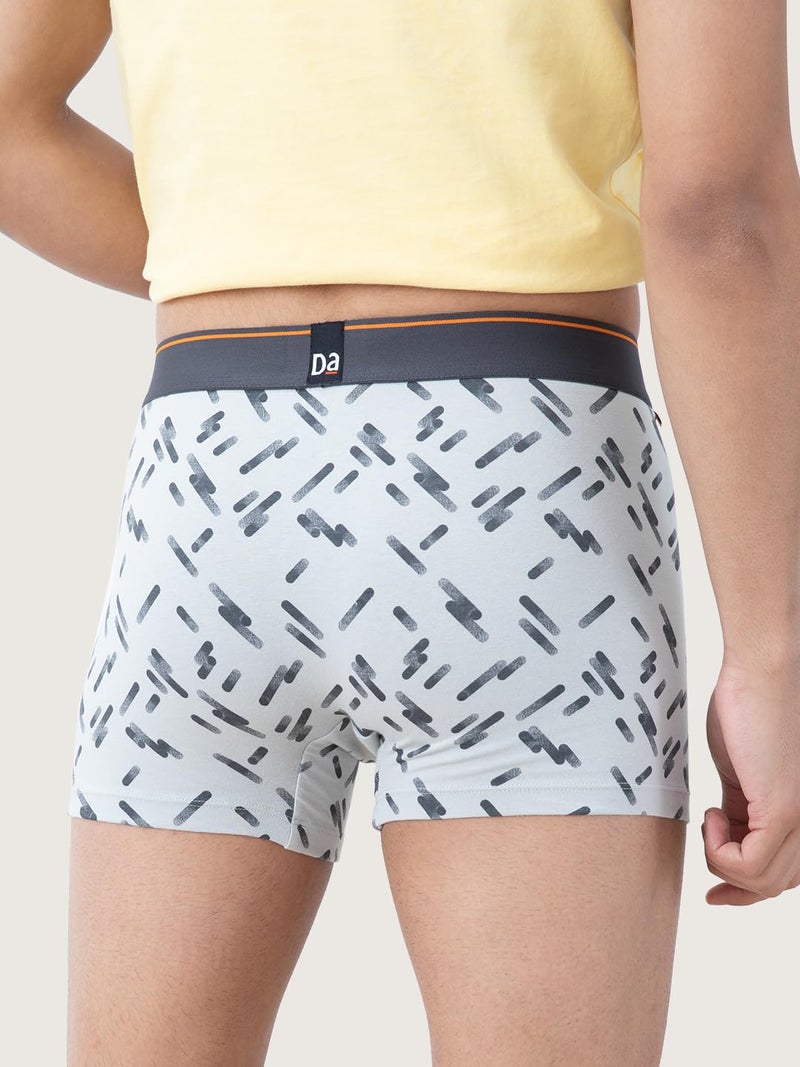 DAMENSCH Regular Fit Printed Cotton Blend Trunk Underwear Anti-Bacterial Moisture Wicking Breathable Microfibre Waistband Deo-Cotton Trunks for Men-Stroke Grey,Black Space Dot-XL - Image 4