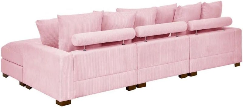 Comfynest Modern Pink Corduroy Sectional Sofa - Image 5