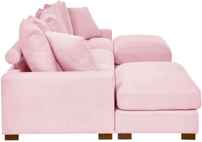 Comfynest Modern Pink Corduroy Sectional Sofa - Image 4
