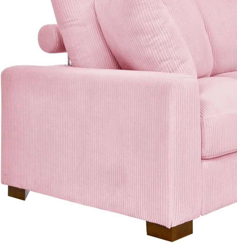 Comfynest Modern Pink Corduroy Sectional Sofa - Image 3