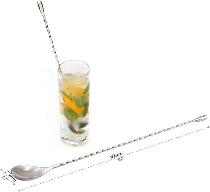 GFDesign 15.7“ Extra Long Cocktail Mixing Spoon Set Food-Grade 18/8 Stainless Steel Stirrer Spiral Pattern Bar Cocktail Shaker Spoon for Ice Cream Smoothies Malts Milkshakes Juice Coffee Tea Drink - Image 5