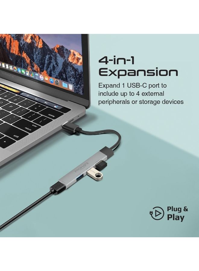 بروميت محول 4 في 1 بمنفذ USB-C للشحن/ المزامنة مع محول بمنفذ  USB-A رمادي - Image 2