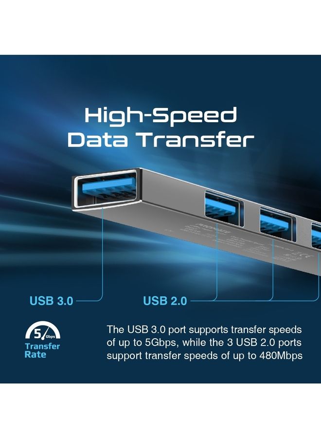 بروميت محول 4 في 1 بمنفذ USB-C للشحن/ المزامنة مع محول بمنفذ  USB-A رمادي - Image 3