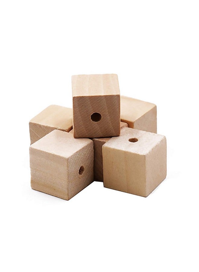 Fodattm 100Pcs Unfinished Square Wood Beads With Holes Natural Blank Wood Cubes For Diy Craft (12Mm0.47Inch) - Image 1