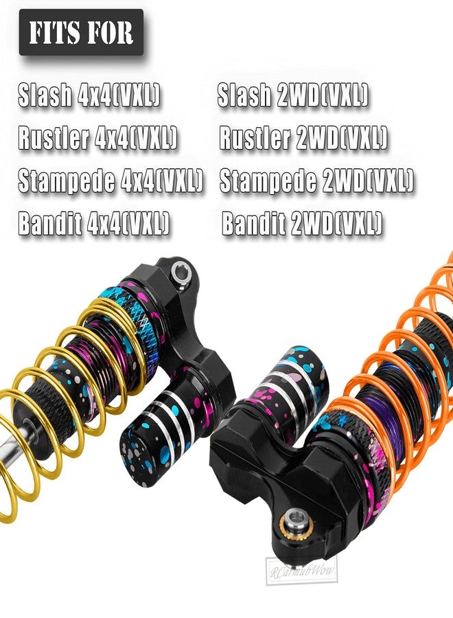 مجموعة ترقيات ممتص الصدمات RcarmubWow RC Big Bore لسيارات الدفع الرباعي 4x4 Slash Stampede Bandit Rustler بمقياس 1/10 (VXL)/2WD (VXL)، ممتصات صدمات أمامية وخلفية من سبائك الألومنيوم، 4 قطع، متعددة الألوان - Image 2