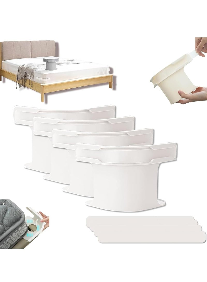 Relex Bed Sheet Holder Set with Lock Strips, Heavy Duty Bed Sheet Fasteners, Non Slip Lock Sheet Clips, for All Size Mattress, Blankets, Bedding (White 4pcs) - Image 1