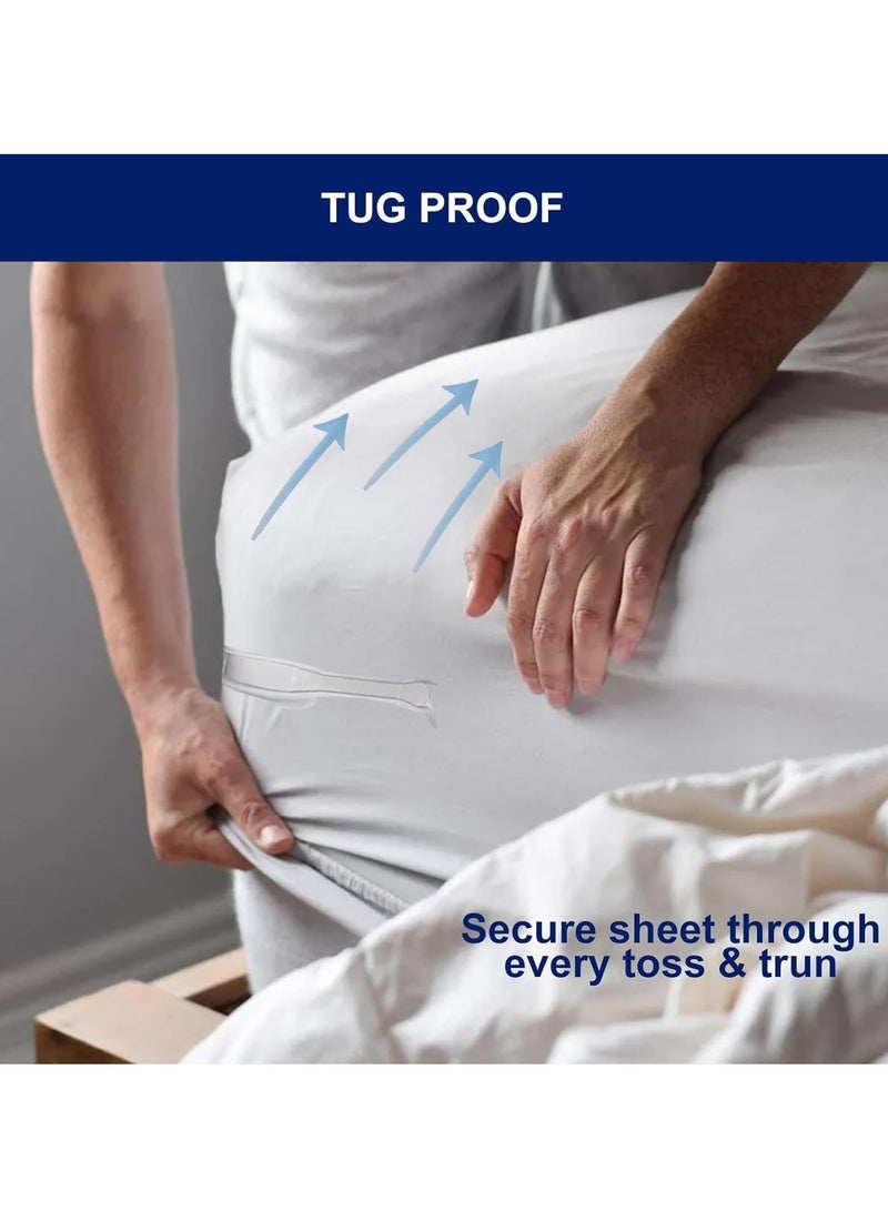 Relex Bed Sheet Holder Set with Lock Strips, Heavy Duty Bed Sheet Fasteners, Non Slip Lock Sheet Clips, for All Size Mattress, Blankets, Bedding (White 4pcs) - Image 5