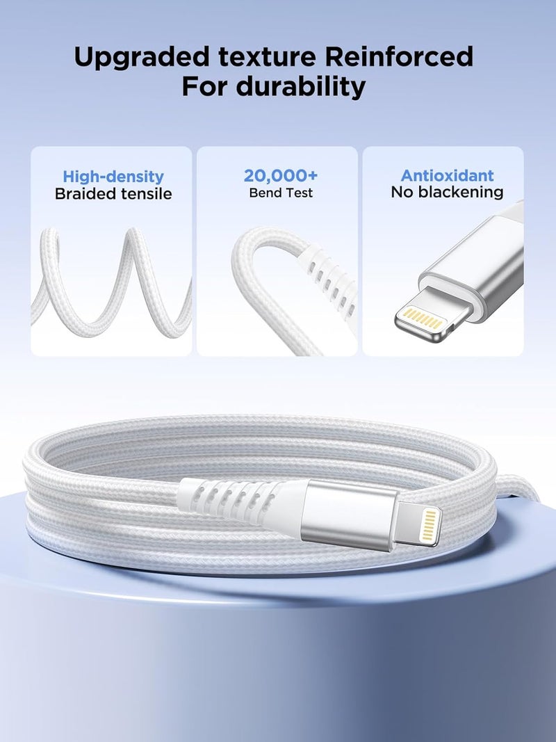Aioneus Long iPhone Charger Cable 3M 2Pack, USB A to Lightning Cable MFi Certified iPhone Charging Nylon Braided Fast Charging Cord for iPhone 14 13 12 11 Pro Max XR XS 8 7 Plus iPad - Image 5