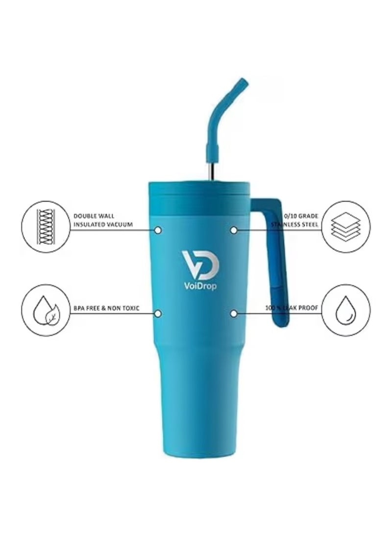 VoiDrop Stainless Steel Vacuum, 1200ml Straw Lid, Stainless Steel Insulated Travel Mug- Modern Insulated Tumblers Cupholder Friendly Keeps Cold for 24 Hours - Image 4