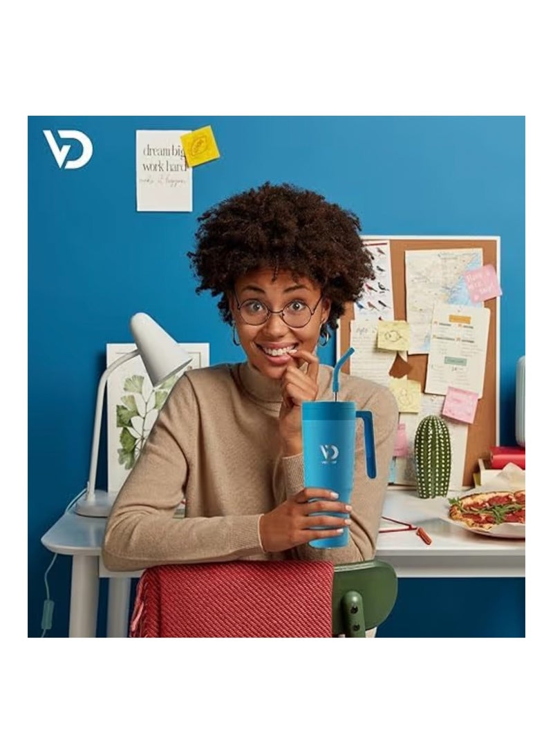 VoiDrop Stainless Steel Vacuum, 1200ml Straw Lid, Stainless Steel Insulated Travel Mug- Modern Insulated Tumblers Cupholder Friendly Keeps Cold for 24 Hours - Image 2