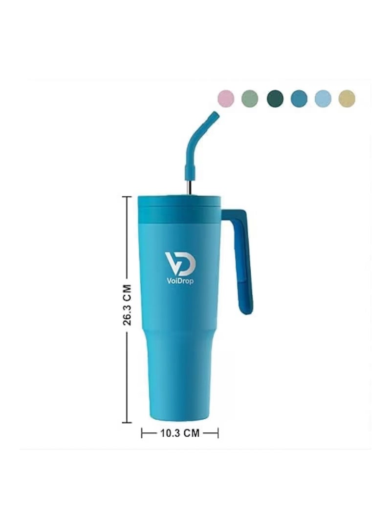 VoiDrop Stainless Steel Vacuum, 1200ml Straw Lid, Stainless Steel Insulated Travel Mug- Modern Insulated Tumblers Cupholder Friendly Keeps Cold for 24 Hours - Image 3
