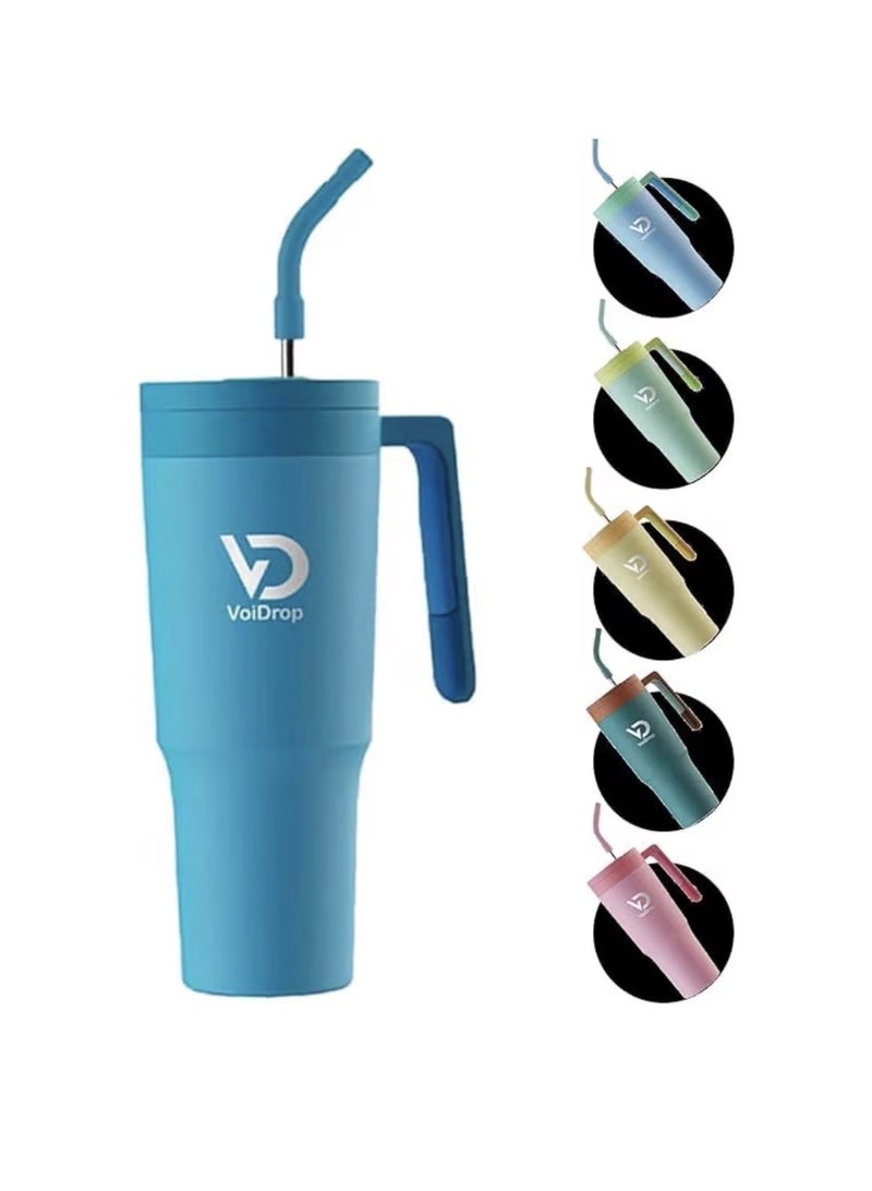 VoiDrop Stainless Steel Vacuum, 1200ml Straw Lid, Stainless Steel Insulated Travel Mug- Modern Insulated Tumblers Cupholder Friendly Keeps Cold for 24 Hours - Image 1