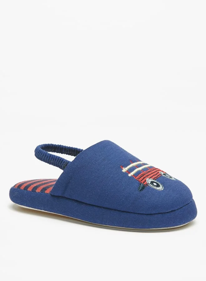 كوزي Boys Embroidered Slingback Bedroom Mules