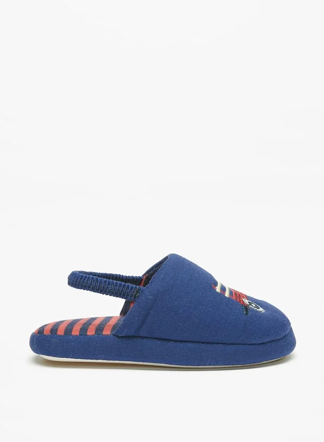 كوزي Boys Embroidered Slingback Bedroom Mules