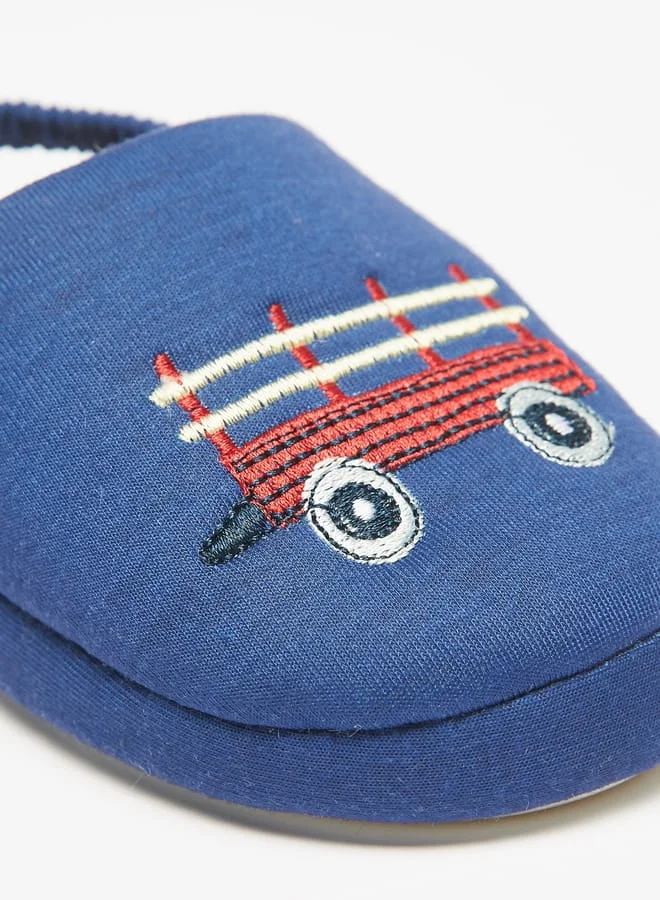 كوزي Boys Embroidered Slingback Bedroom Mules