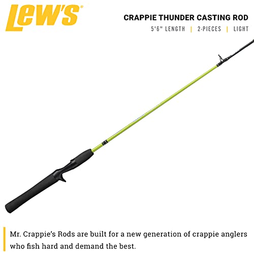 Lew's Lews Crappie Thunder Casting Fishing Rod 5Foot 6Inch 2Piece Fishing Rod Light Power Fast Action Premium 2Piece Graphite Blank EVA Full Length Handle Crappie Thunder Green - Image 3
