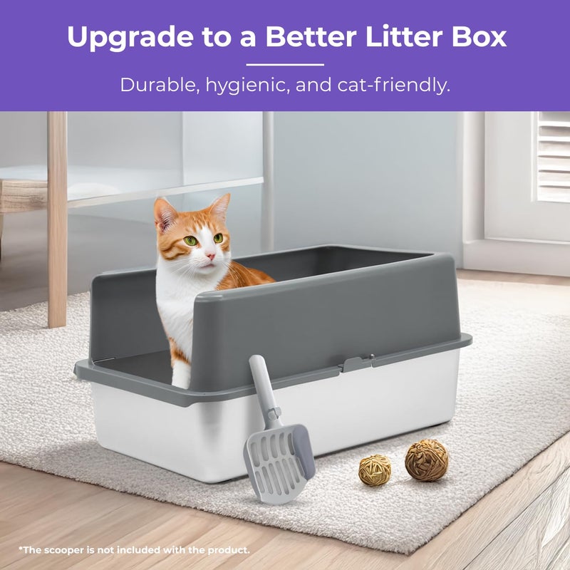 iPrimio XL Stainless Steel Litter Box with Lid - High-Sided Metal Litter Box with Enclosure for Big Cats - Easy to Clean, Rust-Resistant, and Durable - Never Absorbs Odors - 23.5 x 15.5 x 6 in - Image 2