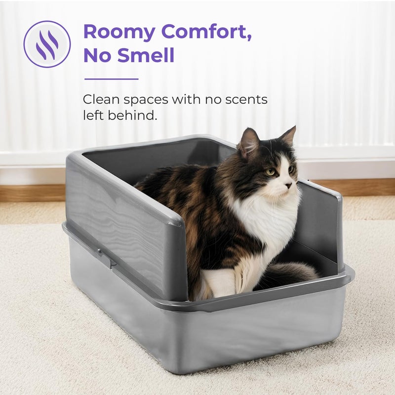 iPrimio XL Stainless Steel Litter Box with Lid - High-Sided Metal Litter Box with Enclosure for Big Cats - Easy to Clean, Rust-Resistant, and Durable - Never Absorbs Odors - 23.5 x 15.5 x 6 in - Image 4