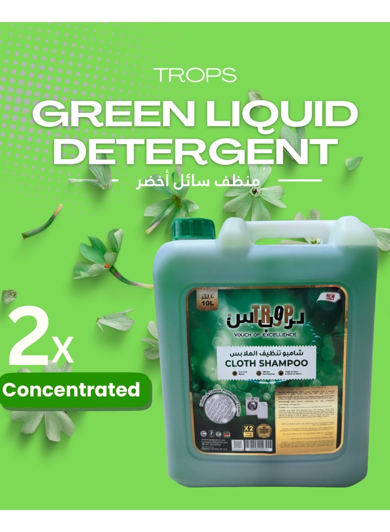 TROPS Green Cloth Shampoo, 2X Concentrated Formula, Effective Stain Remover , 10L - Image 2