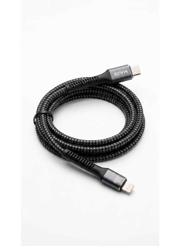 ميذ كابل USB-C إلى Lightning للشحن السريع – يدعم تقنية PD بقدرة 30 واط، سرعة نقل بيانات 480 ميجابت في الثانية، سلك متين مغطى بجديلة من النايلون، مقاوم للثني، بطول 1 متر، متوافق مع هواتف iPhone وأجهزة iPad. - Image 2