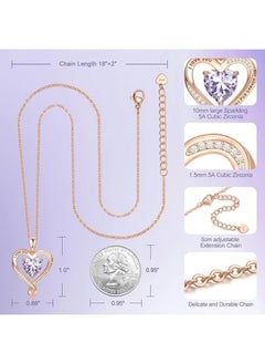 Zifeel Infinity Heart Pendant 925 Sterling Silver, Rose Gold Birthstone Necklace  - Image 5