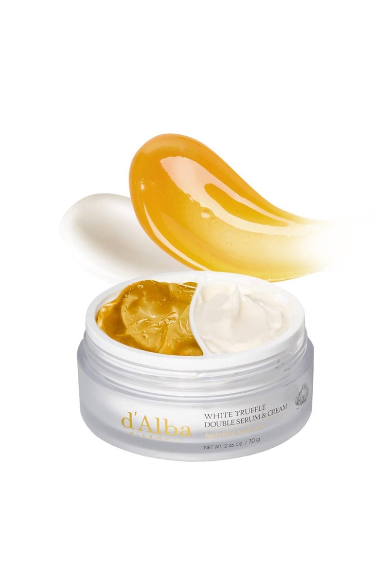 d'alba Piedmont Italian White Truffle Double Serum & Cream, Vegan Skincare, 2-in-1 Face Moisturizer, Vegan Collagen, Skin Firming and Tightening, Non Comedogenic, Suitable for All Skin Types (2.46 oz) - Image 1