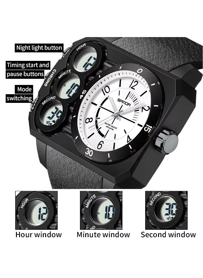 Sanda6237 Electronic Watch Dual Display Countdown Multi-Functional Sports Watch Waterproof Luminous Large Dial Student Electronic Watch - Image 4
