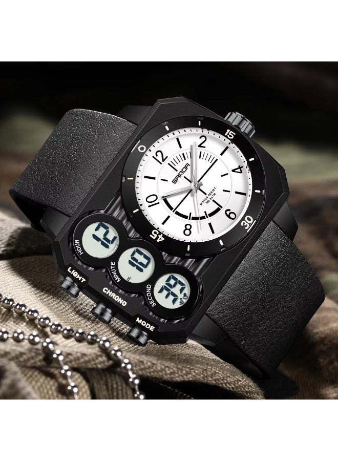 Sanda6237 Electronic Watch Dual Display Countdown Multi-Functional Sports Watch Waterproof Luminous Large Dial Student Electronic Watch - Image 3