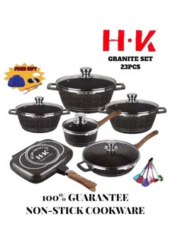 HK HK 23pcs Cookware Sets Stone Ceramic Cooking Pots With Semi-glass Lid  - Image 2