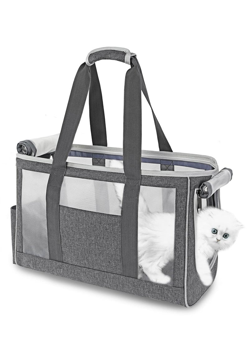 SYOSI Pet Carrier Bag, Hand Bag for Cats, Portable Pet Travel Carrier Dogs Cats Puppies Carriers Bags with Safety Hook, Cushioned Base, Breathable Mesh- Grey (S)  - Image 1