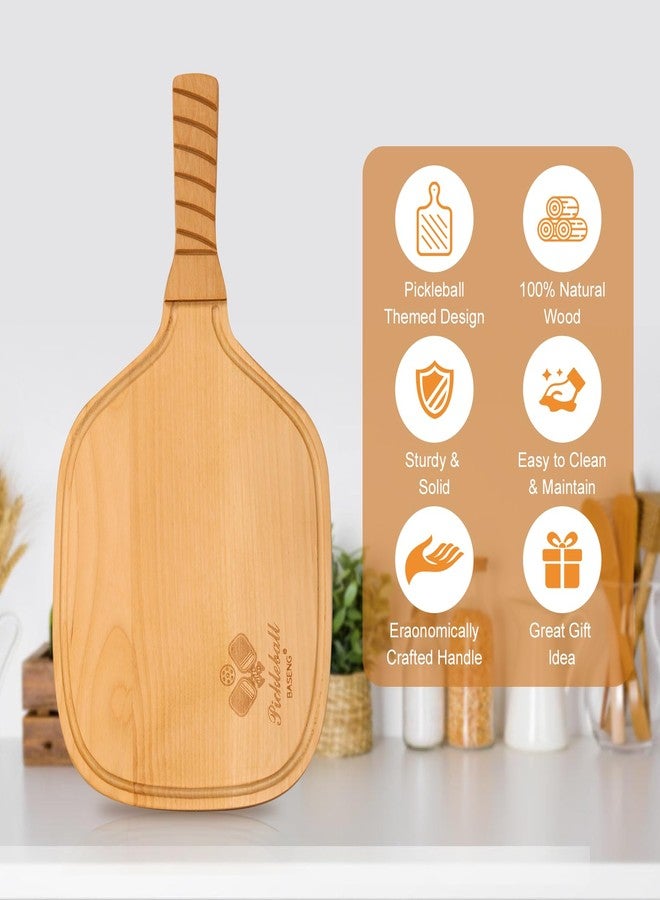 Baseng 22.4"x12.6"Large Pickleball Charcuterie & Cutting Board with Handle-Wooden Paddle Shaped Snack Tray, Reversible Cheese Board Serveware for Kitchen,Unique Gifts for Women Men Pickleball Lovers - Image 4