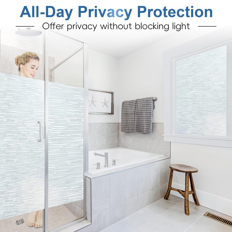 Dwersty Frosted Glass Window Privacy Film Decorative, Bathroom Window Privacy Film for Glass Windows Cover, Static Cling, Removable, Reusable, Anti-UV, Anti-Glare, Heat Blocking, 17.5 Inch by 78.74 Inch - Image 4