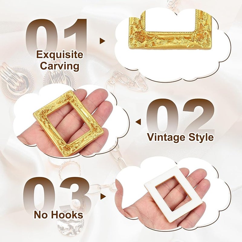 uxcell 10pcs Vintage Resin Picture Frames, Mini Tiny Photo Frame Rectangle Jewelry Display Prop for DIY Table Top Photography Wedding Decor, Gold, 1.5 x 1.2 - Image 3