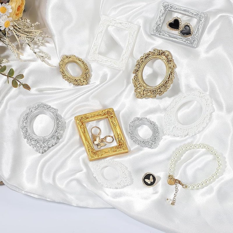 uxcell 10pcs Vintage Resin Picture Frames, Mini Tiny Photo Frame Rectangle Jewelry Display Prop for DIY Table Top Photography Wedding Decor, Gold, 1.5 x 1.2 - Image 4