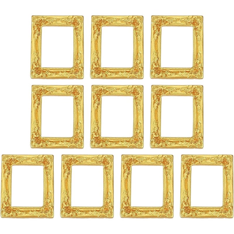 uxcell 10pcs Vintage Resin Picture Frames, Mini Tiny Photo Frame Rectangle Jewelry Display Prop for DIY Table Top Photography Wedding Decor, Gold, 1.5 x 1.2 - Image 1